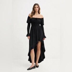 SLEEPER JulietteShirred‎ AsymmetricDress in Black Medium$370